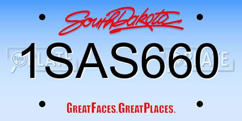 1SAS660 South Dakota License Plate