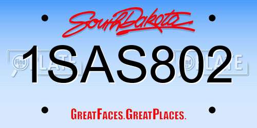 1SAS802 South Dakota License Plate