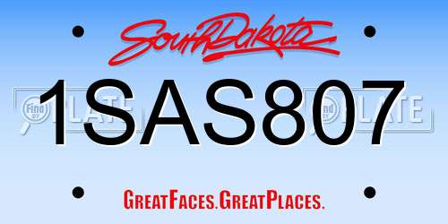 1SAS807 South Dakota License Plate