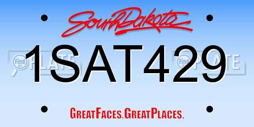 1SAT429 South Dakota License Plate