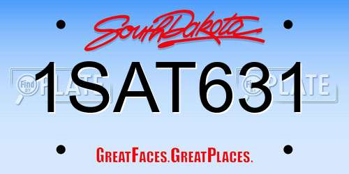 1SAT631 South Dakota License Plate