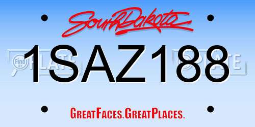 1SAZ188 South Dakota License Plate