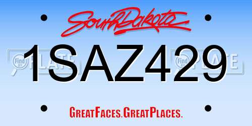 1SAZ429 South Dakota License Plate