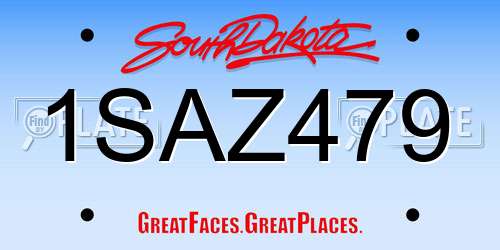 1SAZ479 South Dakota License Plate