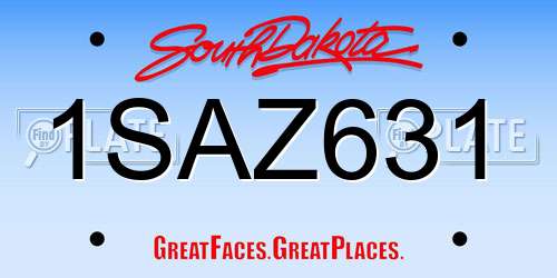 1SAZ631 South Dakota License Plate