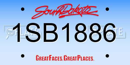 1SB1886 South Dakota License Plate