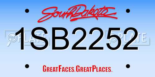 1SB2252 South Dakota License Plate