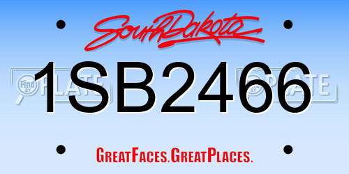 1SB2466 South Dakota License Plate