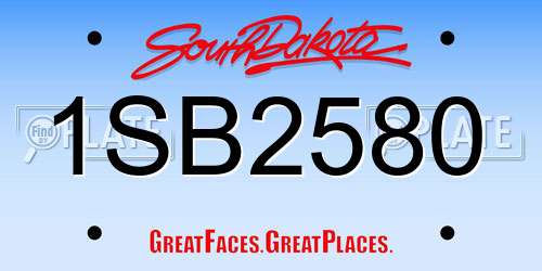 1SB2580 South Dakota License Plate