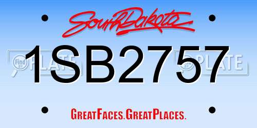 1SB2757 South Dakota License Plate