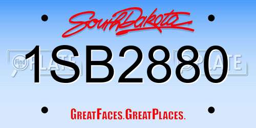 1SB2880 South Dakota License Plate