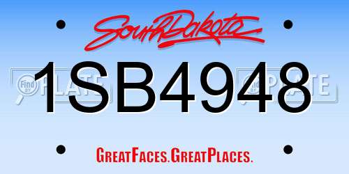 1SB4948 South Dakota License Plate