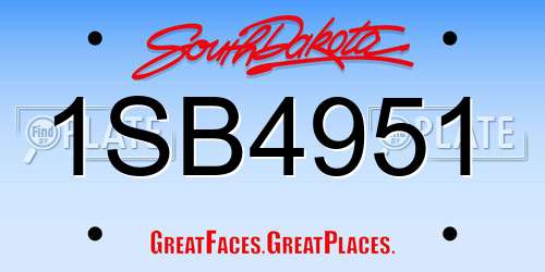 1SB4951 South Dakota License Plate