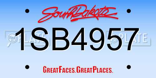 1SB4957 South Dakota License Plate