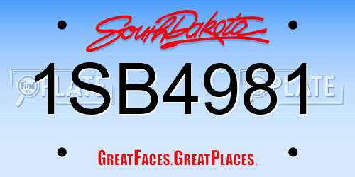 1SB4981 South Dakota License Plate