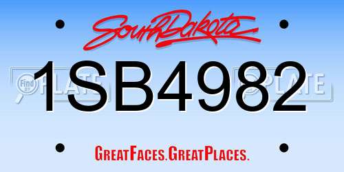 1SB4982 South Dakota License Plate