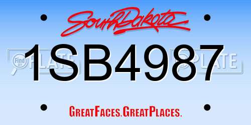 1SB4987 South Dakota License Plate