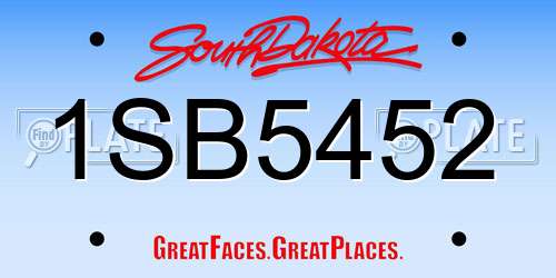 1SB5452 South Dakota License Plate
