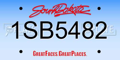 1SB5482 South Dakota License Plate