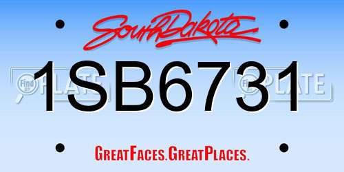1SB6731 South Dakota License Plate
