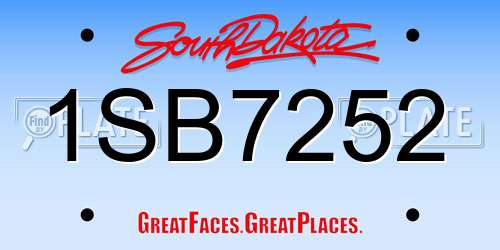 1SB7252 South Dakota License Plate