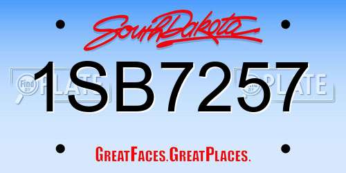 1SB7257 South Dakota License Plate