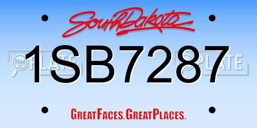 1SB7287 South Dakota License Plate
