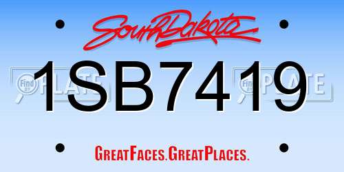 1SB7419 South Dakota License Plate