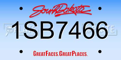 1SB7466 South Dakota License Plate