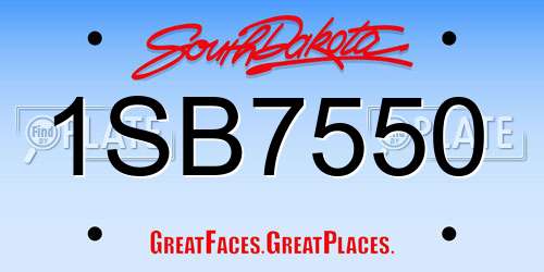 1SB7550 South Dakota License Plate