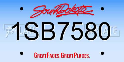 1SB7580 South Dakota License Plate
