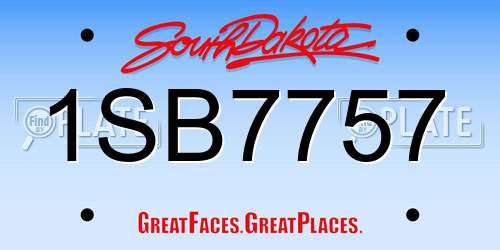 1SB7757 South Dakota License Plate
