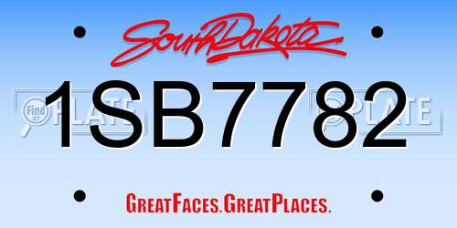 1SB7782 South Dakota License Plate
