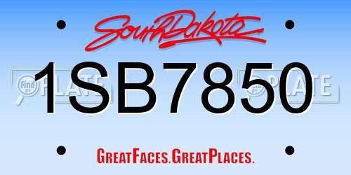 1SB7850 South Dakota License Plate