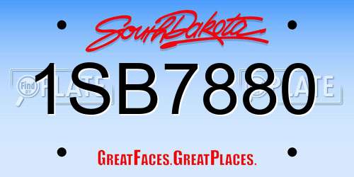 1SB7880 South Dakota License Plate