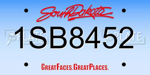 1SB8452 South Dakota License Plate