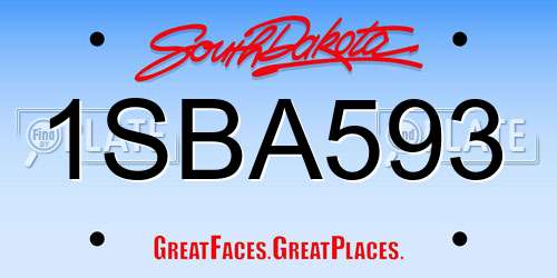 1SBA593 South Dakota License Plate
