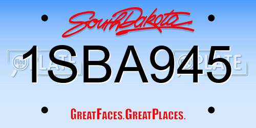 1SBA945 South Dakota License Plate