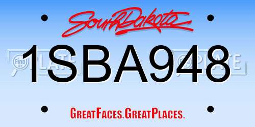 1SBA948 South Dakota License Plate
