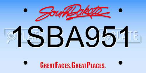 1SBA951 South Dakota License Plate