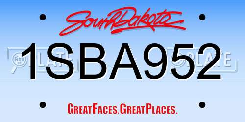 1SBA952 South Dakota License Plate