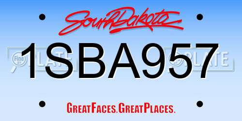 1SBA957 South Dakota License Plate