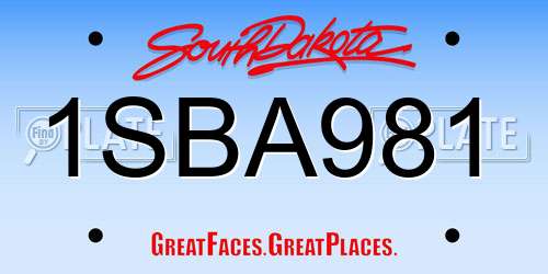 1SBA981 South Dakota License Plate