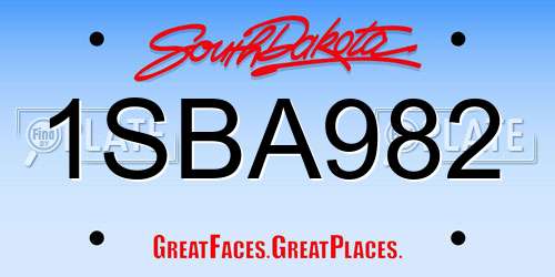 1SBA982 South Dakota License Plate