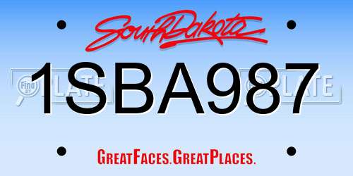 1SBA987 South Dakota License Plate