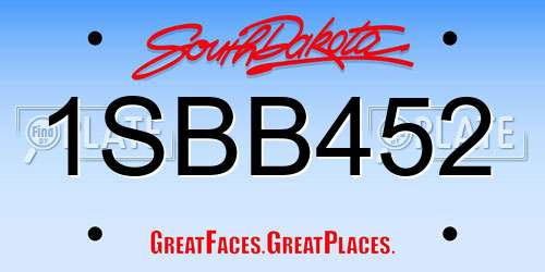 1SBB452 South Dakota License Plate