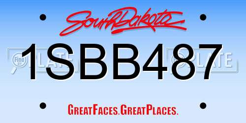 1SBB487 South Dakota License Plate