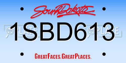 1SBD613 South Dakota License Plate