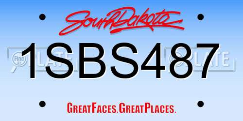 1SBS487 South Dakota License Plate