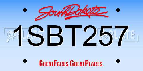 1SBT257 South Dakota License Plate